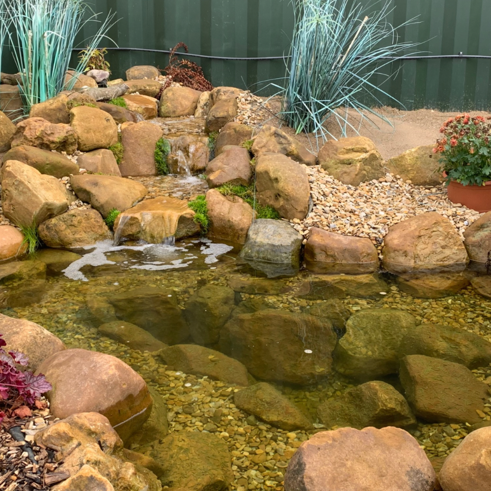 Boulder Waterfall on Wildlife Pond - Moving Water - water feature menu